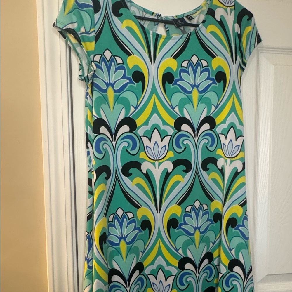 Kaari Blue Vibrant Patterned Mini Dress